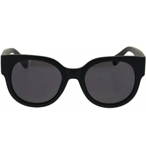 Rectangular Womens Thick Plastic Round Boyfriend Horn Rim Sunglasses - Matte Black - CC18RY3QE4Y $10.83