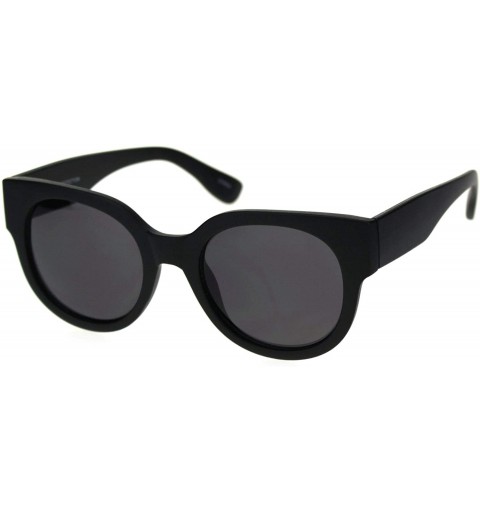 Rectangular Womens Thick Plastic Round Boyfriend Horn Rim Sunglasses - Matte Black - CC18RY3QE4Y $10.83