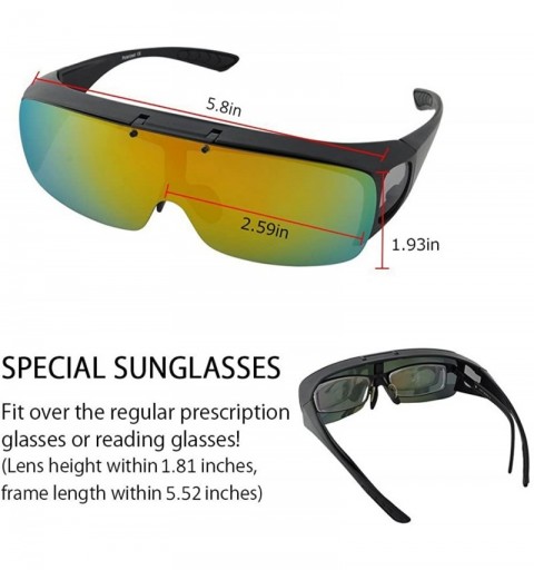 Round Mens Polarized Flip Up Fitover Sunglasses with Mirrored Lenses - Black - C1185QO979K $22.45