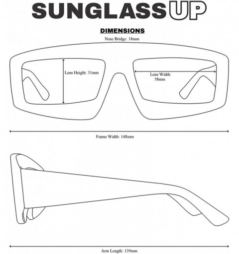 Rectangular Futuristic Chunky Rectangular Sleek Sunglasses Retro Unisex Style Assorted Color Glasses - Black Frame - Orange -...
