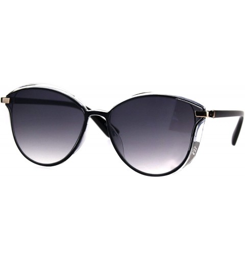 Butterfly Womens Plastic Designer Fashion Trendy 90s Sunglasses - Black Clear Smoke - CE186GKNGTA $18.57