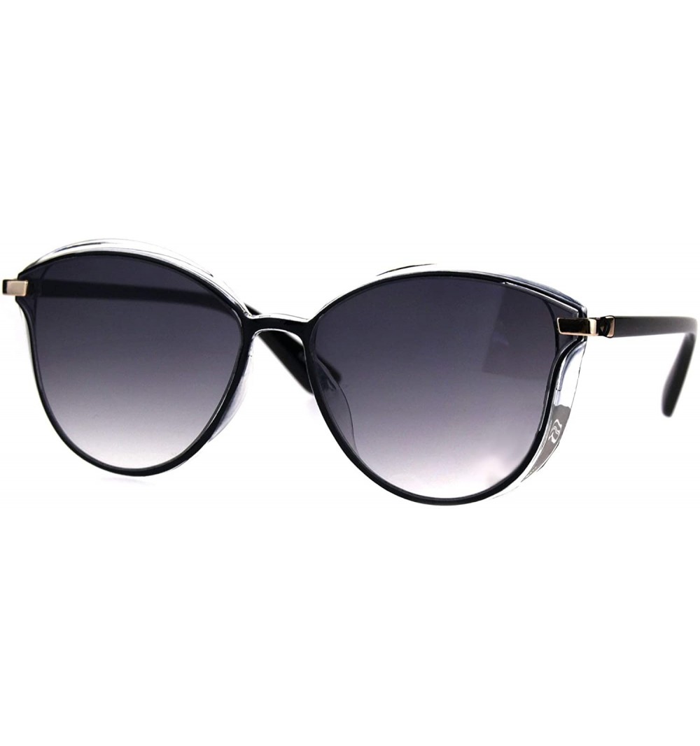 Butterfly Womens Plastic Designer Fashion Trendy 90s Sunglasses - Black Clear Smoke - CE186GKNGTA $10.43