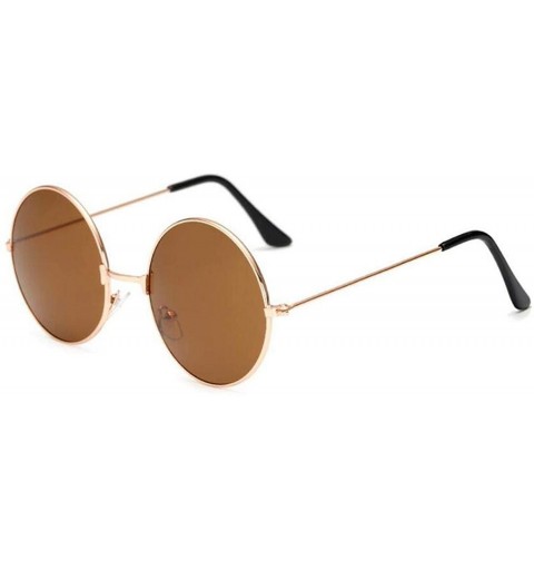 Round Womens Round Sunglasses Retro Gold Silver Black Frame Unisex Eyewear Sun Glasses Men Oculos Gafas - Tea - C1197A273ZO $...