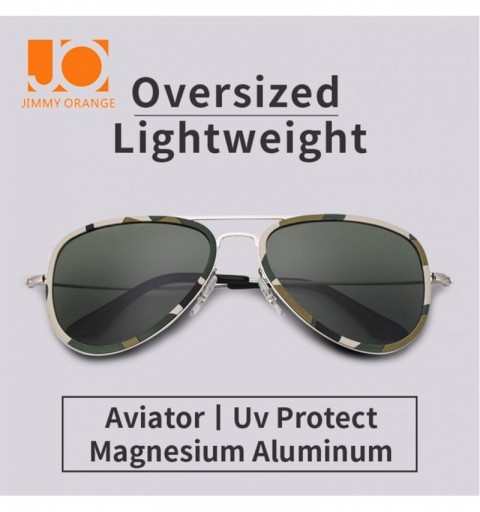 Aviator Polarized Mens Womens Aviator Fashion Vintage Designer Sunglasses Glare JO691 - Camo Frame Green Lens - CV120Y9XEQP $...