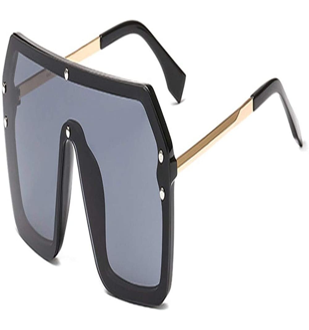 Square Oversize One Pieces Square Sunglasses Women Letter Mirror Coating Fashion Men Shades - 1 - C618R42XGEH $27.21