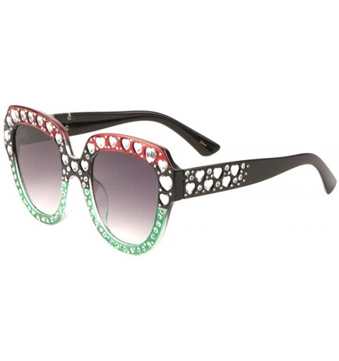 Butterfly Heart Shaped Rhinestone Butterfly Sunglasses - Red Black - CW1987H3YHE $14.92