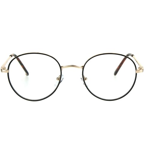 Round Classic 90s Metal Rim Round Clear Lens Eye Glasses Frame - Gold Black - CM1852XIRCK $11.23