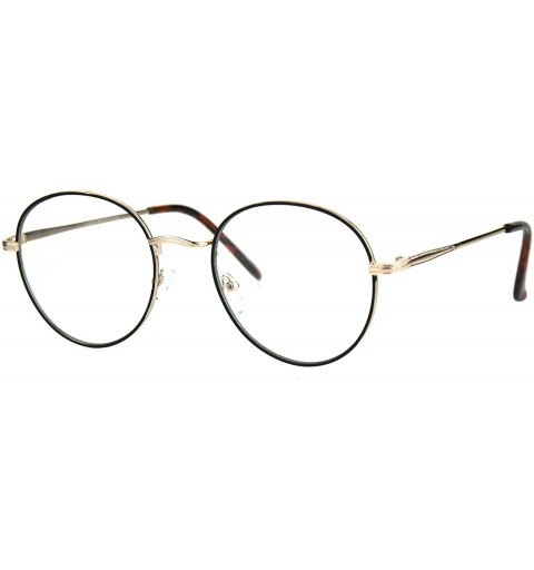 Round Classic 90s Metal Rim Round Clear Lens Eye Glasses Frame - Gold Black - CM1852XIRCK $11.23