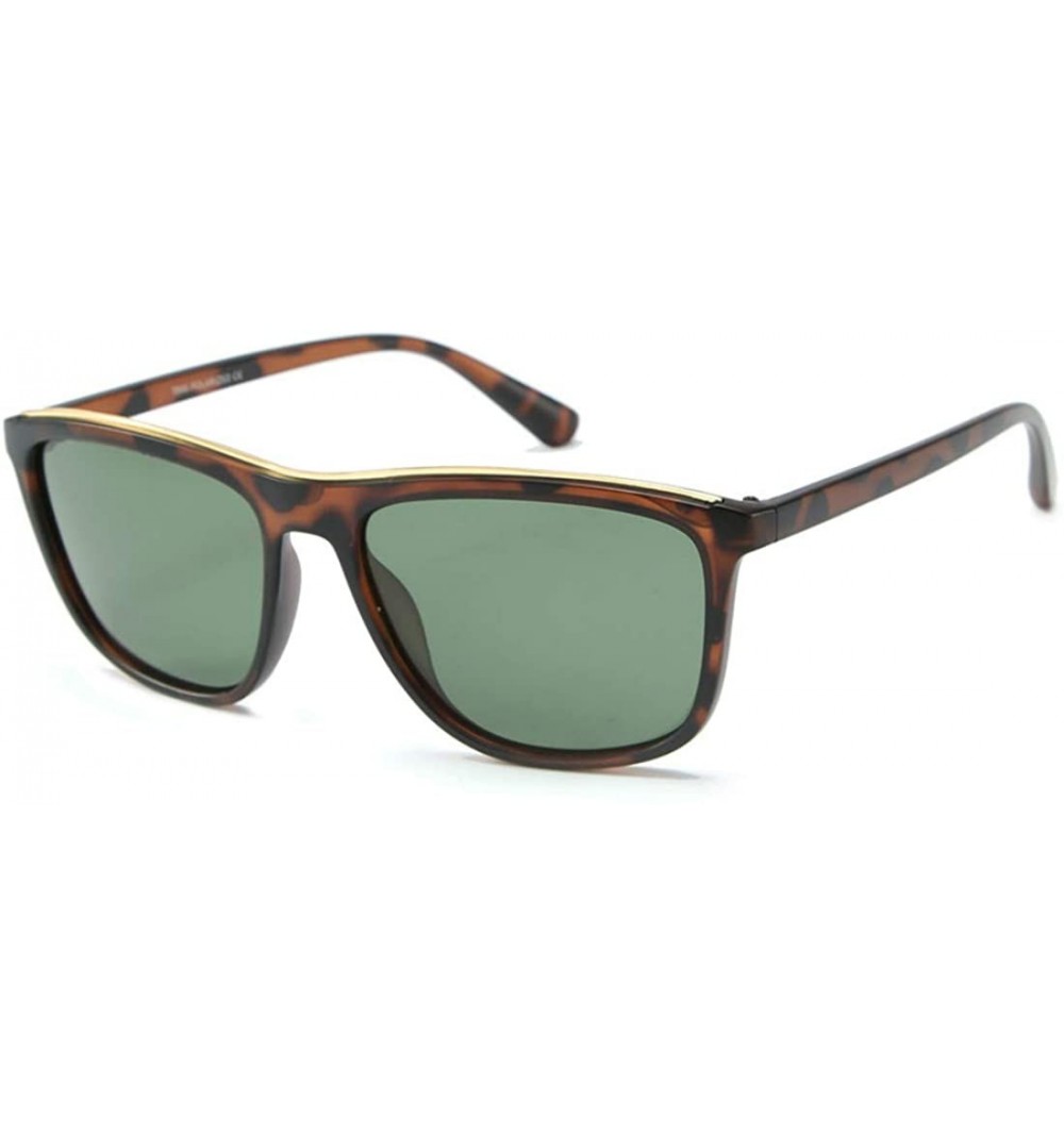 Square Hot Men's trend polarizer Cycling driving sunglasses - Amber Dark Green C3 - CS1904XIW92 $19.38