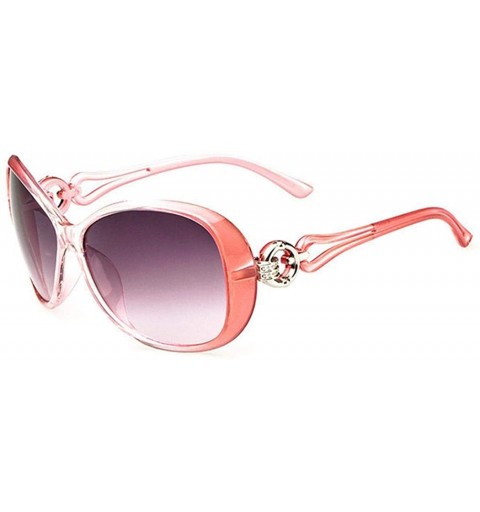 Oval Women Fashion Oval Shape UV400 Framed Sunglasses Sunglasses - Pink - CW1996AOSYY $21.07