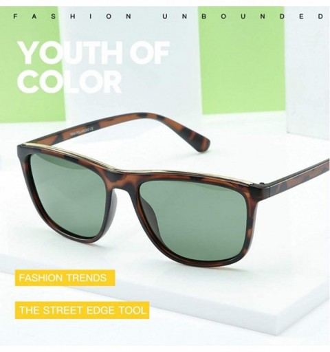 Square Hot Men's trend polarizer Cycling driving sunglasses - Amber Dark Green C3 - CS1904XIW92 $19.38