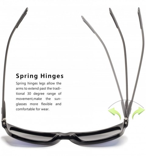 Wayfarer Square Aluminum Magnesium Frame Polarized Sunglasses Spring Temple Sun Glasses - Ice Blue Lens/Black Frame - CG18DTU...