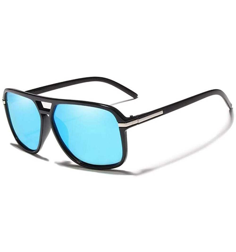 Aviator HD Polarized Aluminum Sunglasses Hot Men's Brand New Sun Glasses Big Black Blue - Black Blue - CG18YR2N036 $14.78