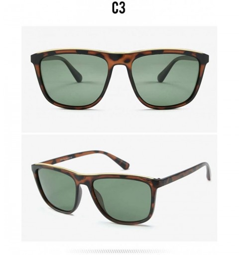 Square Hot Men's trend polarizer Cycling driving sunglasses - Amber Dark Green C3 - CS1904XIW92 $19.38