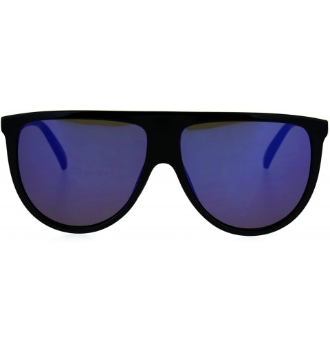 Oval Retro Fashion Unisex Sunglasses Half Oval Frame Mirror Lens UV 400 - Black (Blue Purple Mirror) - CE189YLCWK3 $9.41