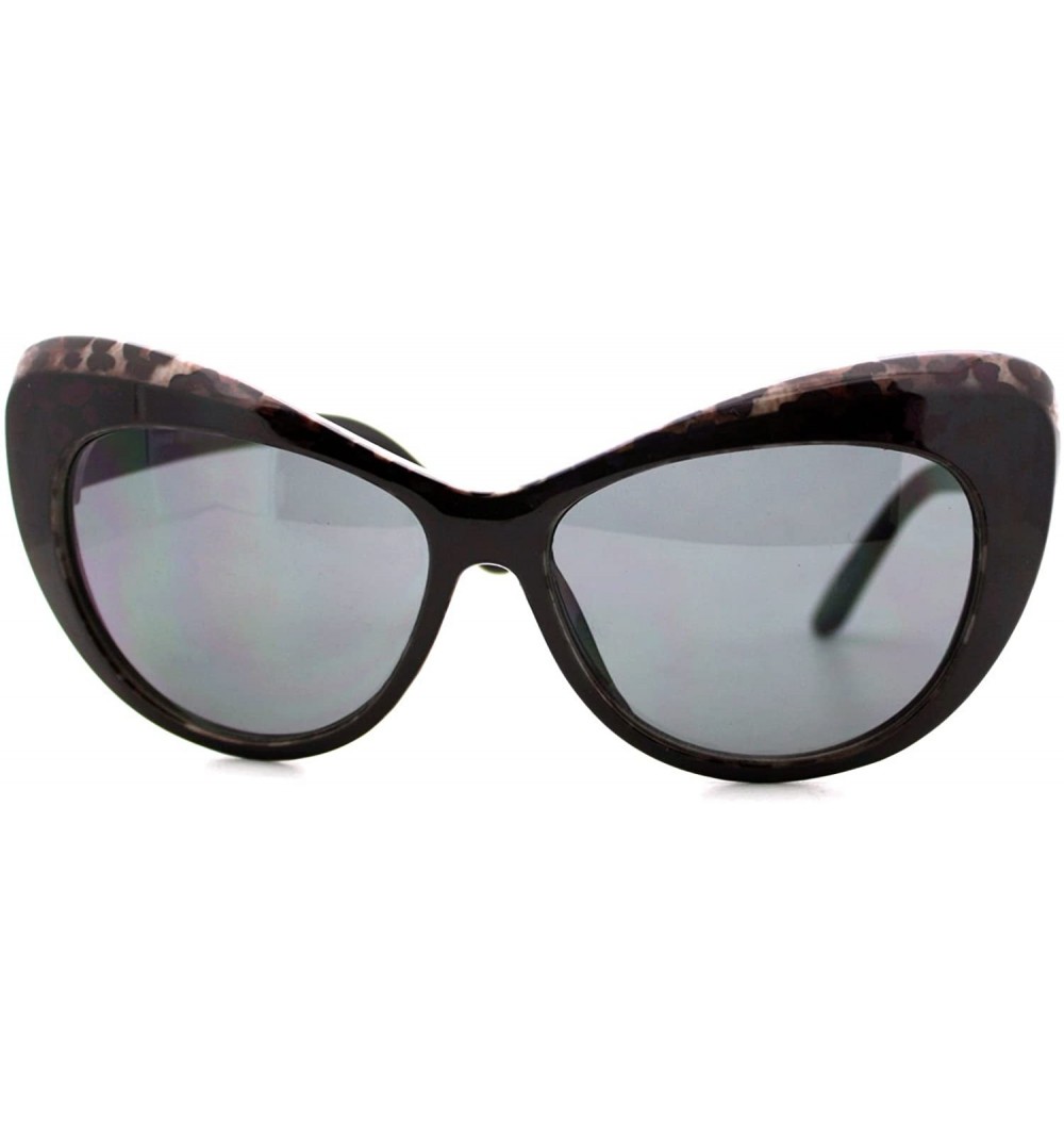 Oversized Oversized Wide Cateye Frame Sunglasses Women's Fashion Stylish Eyewear Black - Black Marble - CC1804DCUXQ $10.15