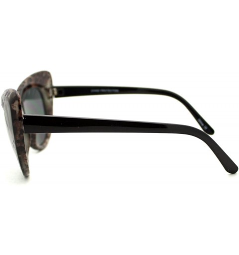Oversized Oversized Wide Cateye Frame Sunglasses Women's Fashion Stylish Eyewear Black - Black Marble - CC1804DCUXQ $10.15