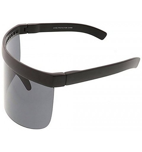 Shield Super Large Futuristic Oversize Shield Visor Sunglasses Flat Top Mirrored Mono Lens 172mm - Black-black - CP187LE0793 ...