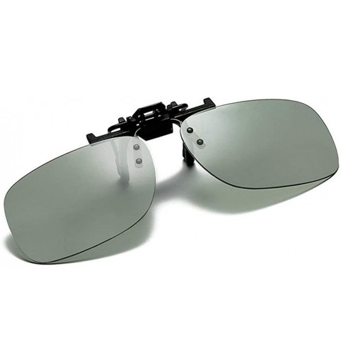 Rimless New Fashion Sun Photochromic Polarized Clip-on Flip Up Metal Clip Rimless Driving Sunglasses - Grey - CQ18MI33UX7 $12.48