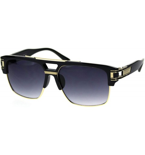 Square Mens Designer Fashion Sunglasses Bold Top Gold Rim Square Frame UV 400 - Black (Smoke) - CT18W2KY62S $12.06