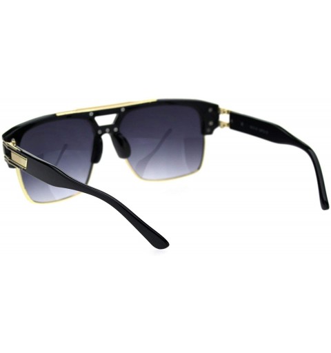 Square Mens Designer Fashion Sunglasses Bold Top Gold Rim Square Frame UV 400 - Black (Smoke) - CT18W2KY62S $12.06