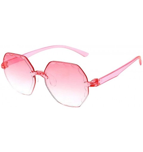 Goggle Frameless Multilateral Shaped Sunglasses One Piece Jelly Candy Colorful Unisex - Red - CW190E3QI05 $10.51