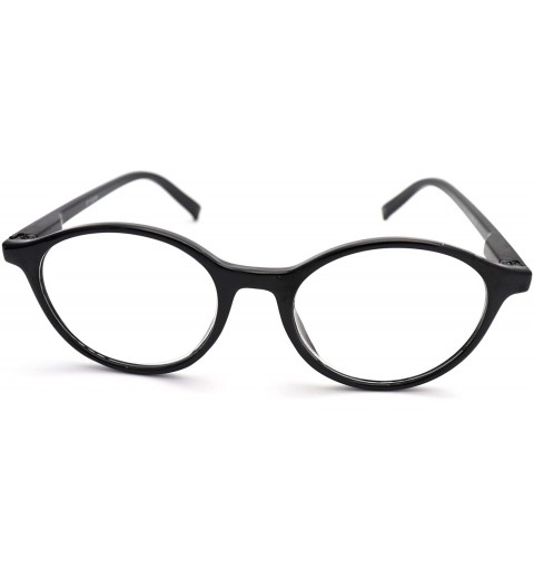 Round shoolboy fullRim Lightweight Reading spring hinge Glasses - Z1 Shiny Black - CK18TYL4ZOU $17.68