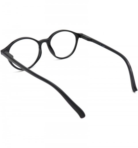 Round shoolboy fullRim Lightweight Reading spring hinge Glasses - Z1 Shiny Black - CK18TYL4ZOU $17.68