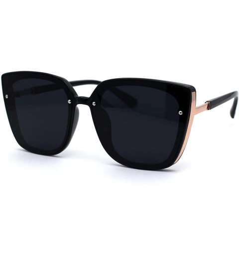 Oversized Womens 90s Designer Fashion Oversize Cat Eye Sunglasses - Black Gold Solid Black - CO194OGOME9 $24.25