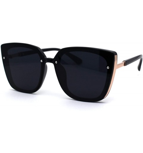 Oversized Womens 90s Designer Fashion Oversize Cat Eye Sunglasses - Black Gold Solid Black - CO194OGOME9 $10.43