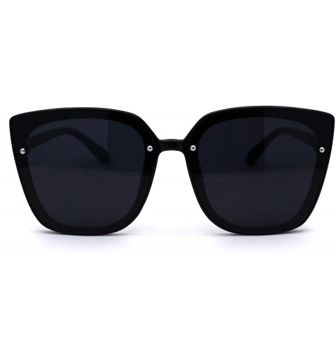 Oversized Womens 90s Designer Fashion Oversize Cat Eye Sunglasses - Black Gold Solid Black - CO194OGOME9 $10.43