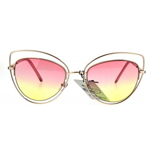 Cat Eye Womens Oceanic Gradient Oversize Double Rim Goth Cat Eye Sunglasses - Gold Pink Yellow - CV185UOR7XX $11.67