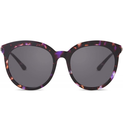 Cat Eye Round Fashion Sunglasses for women with Retro Acetate Frame 100% UV Protection - Tortoise - CL18NWWI7SM $36.16