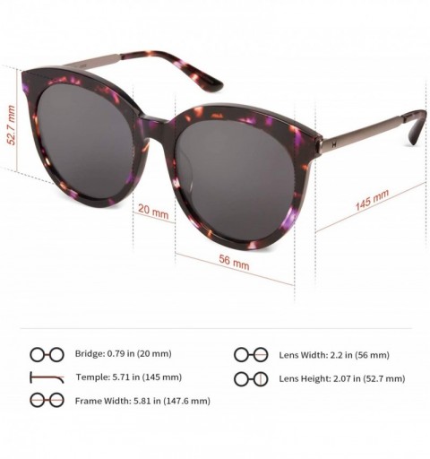 Cat Eye Round Fashion Sunglasses for women with Retro Acetate Frame 100% UV Protection - Tortoise - CL18NWWI7SM $36.16