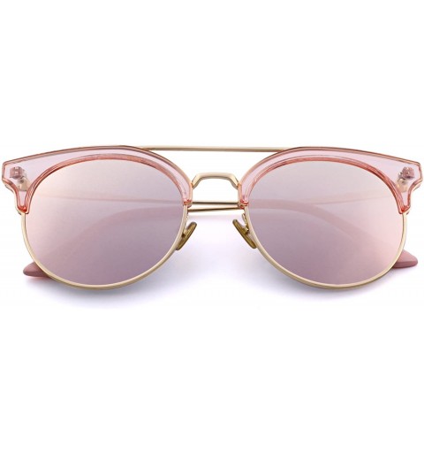 Oversized Polarized Sunglasses UV Mirrored Lens Twin-Beams Shades S6505 - Pink - CH18DKONINW $17.65