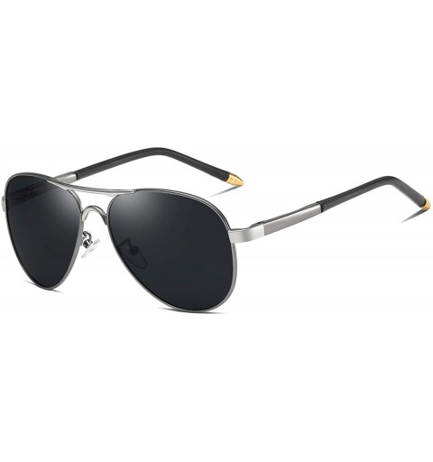 Sport Polarized Sunglasses for Men Aviator Retro UV400 Protection HD 58mm - Grey Silver - C918XOETLS3 $27.83