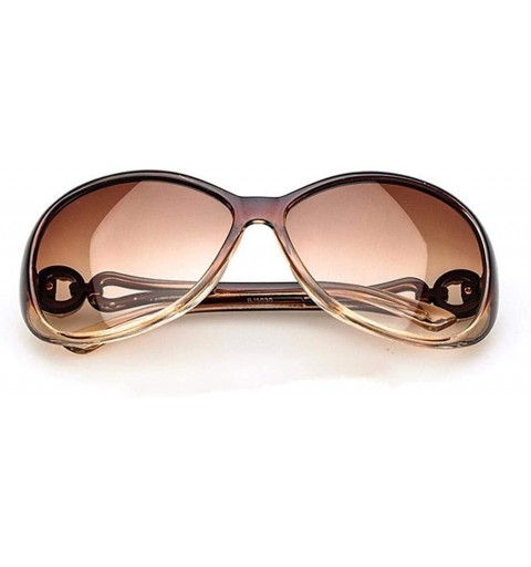 Oval Women Fashion Oval Shape UV400 Framed Sunglasses Sunglasses - Coffee - C5196R65HMN $17.59