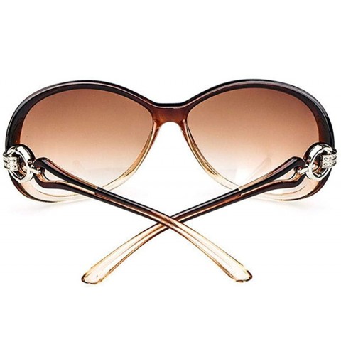 Oval Women Fashion Oval Shape UV400 Framed Sunglasses Sunglasses - Coffee - C5196R65HMN $17.59