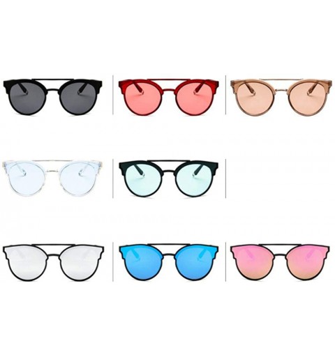 Round Women Fashion Round Cat Eye Sunglasses with Case UV400 Protection Beach - Red Frame/Red Lens - CG18WNWSYY8 $21.07