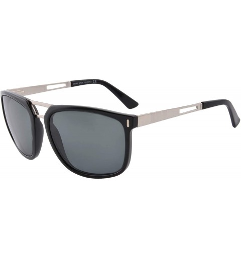 Rectangular Polarized Sunglasses Nearsight Eyeglasses SH5004 - Gloss Black Frame Wth Silver Legs - C9192ASDYSU $16.40