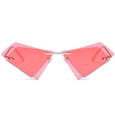 Rimless Women Fashion Sunglasses Double Triangular Ocean Slice Sunglasses With Case UV400 Protection - CJ18X6TI88I $23.20