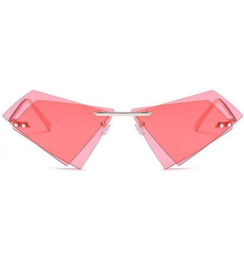 Rimless Women Fashion Sunglasses Double Triangular Ocean Slice Sunglasses With Case UV400 Protection - CJ18X6TI88I $23.20