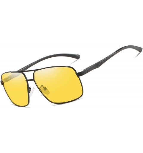 Aviator Polarized Avaitor Sunglasses Al-Mg for Men Driving Sun Glasses Women - Black Yellow - C21953WDRKS $31.91