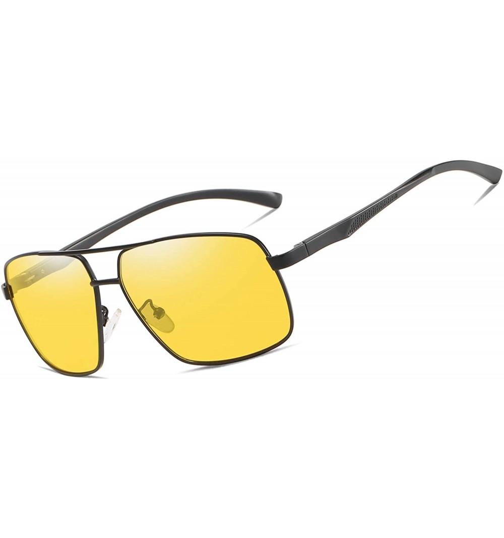 Aviator Polarized Avaitor Sunglasses Al-Mg for Men Driving Sun Glasses Women - Black Yellow - C21953WDRKS $18.24