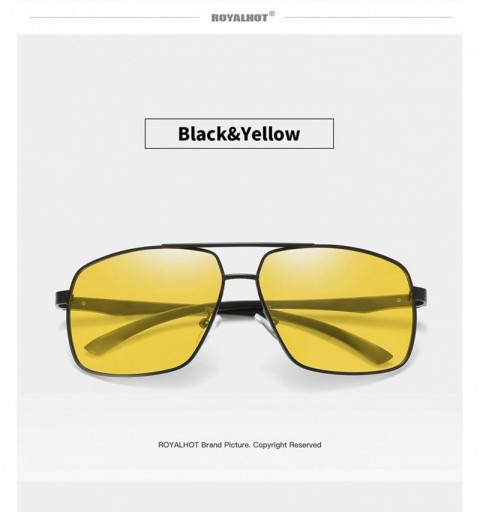 Aviator Polarized Avaitor Sunglasses Al-Mg for Men Driving Sun Glasses Women - Black Yellow - C21953WDRKS $18.24