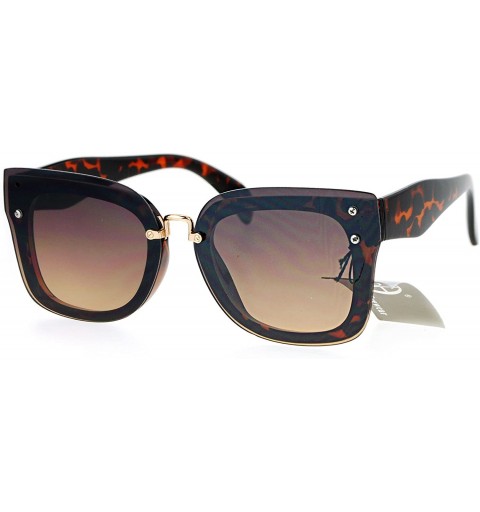Square Rims Behind Lens Sunglasses Womens Square Designer Fashion Shades - Black (Brown Gradient) - CN18755ELES $23.64