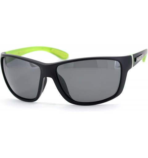 Rectangular Polarized Nitrogen Warp Sport Classic 90s Rectangular Sunglasses - Matte Black Green Black - CC18U0KX4QT $10.13