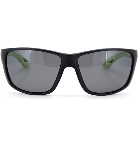 Rectangular Polarized Nitrogen Warp Sport Classic 90s Rectangular Sunglasses - Matte Black Green Black - CC18U0KX4QT $10.13