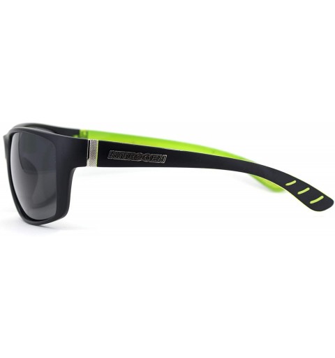 Rectangular Polarized Nitrogen Warp Sport Classic 90s Rectangular Sunglasses - Matte Black Green Black - CC18U0KX4QT $10.13