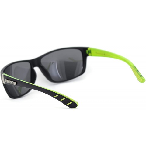 Rectangular Polarized Nitrogen Warp Sport Classic 90s Rectangular Sunglasses - Matte Black Green Black - CC18U0KX4QT $10.13